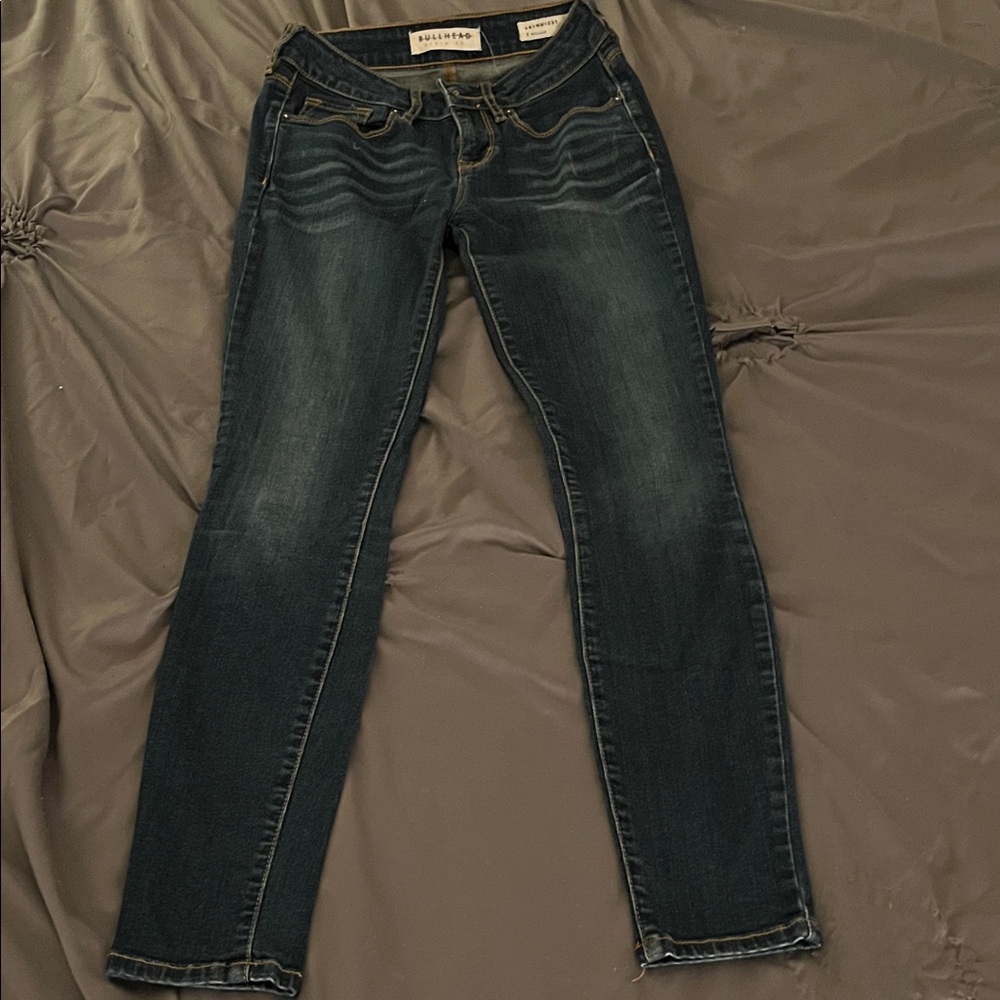 Bullhead Indigo Skinny Jeans with Faded Whiskering